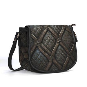 Cartera de armadura de gladiador, bolso de cuero genuino, bolso de cuero de grano superior, bolso de mano medieval, bolso de hombro de lujo silencioso, escamas de sirena