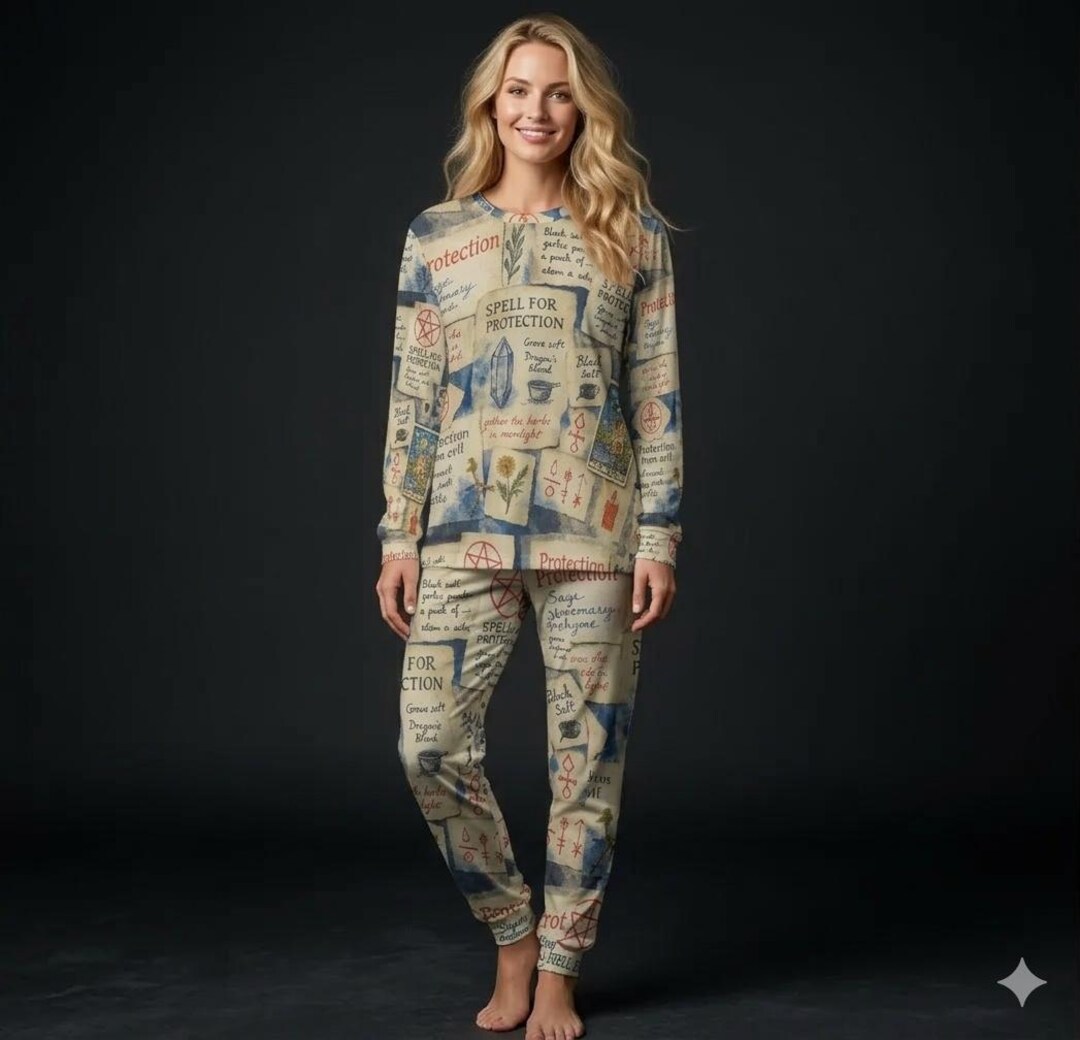Spell Pyjamas Magic Protection Spell Pajamas 100% Cotton Pj's, Occult Loungewear ...
