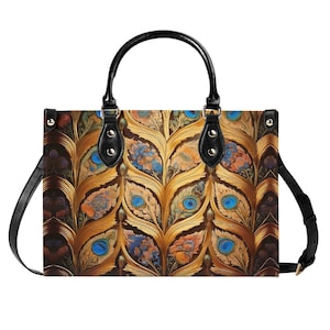 Złota torebka ze skóry naturalnej, barokowy portfel z pancerzem, skórzany portfel, torba typu tote w stylu pawia, luksusowa torba na ramię w stylu haute couture, pomysł na prezent, steampunk