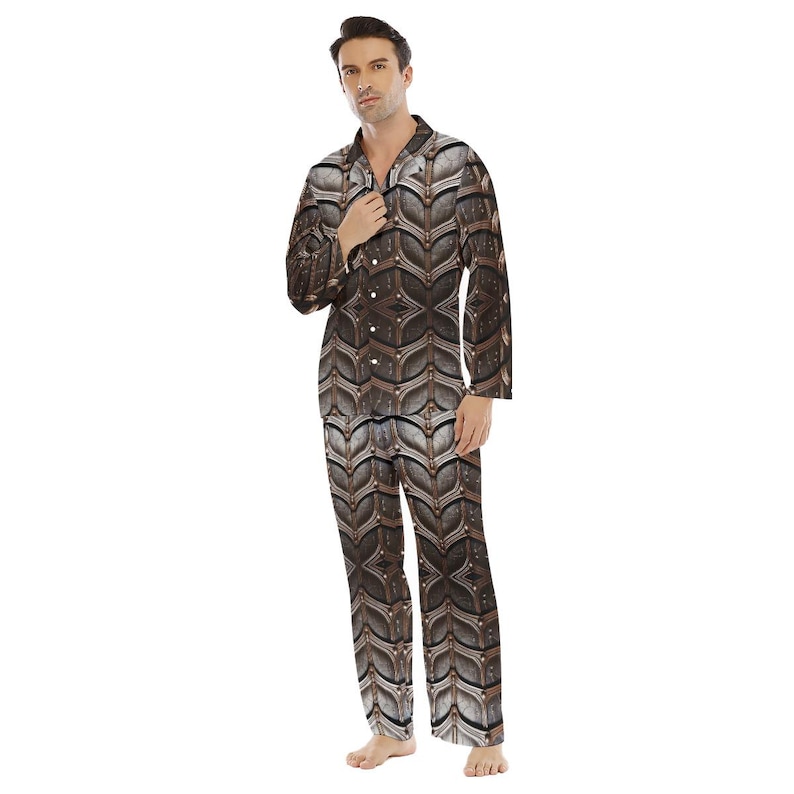 Medieval Armor Mens Satin Pajamas Button Down Sleepwear Gift Menswear ...