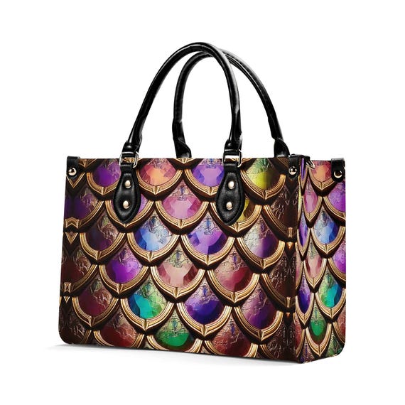 Bolso de mano de cuero de lujo con diseño de sirena de piedras