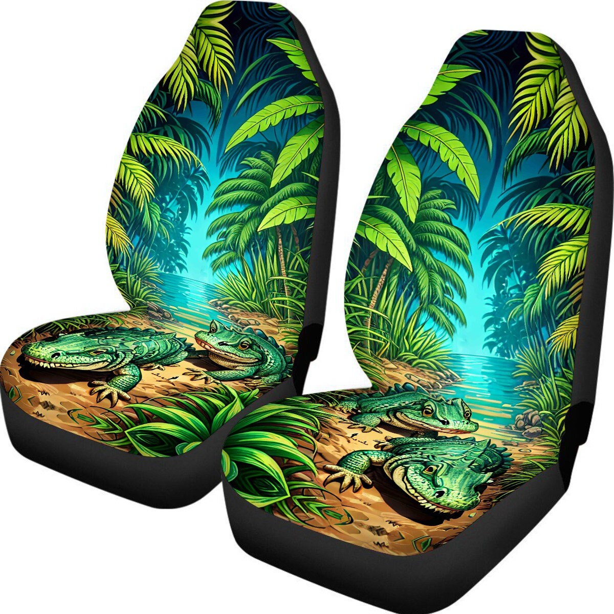 Alligator Tropical Car Seat Cover Slip Cushion Vibrant Universal