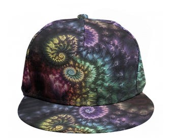 Gorra psicodélica, gorra tie-dye, gorra de béisbol graffiti, gorra trucker hip hop rave DJ MC unisex, ajustable, snapback, arcoíris, regalo