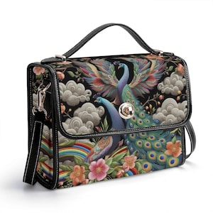 Cartera de piel auténtica con diseño de pavo real, cartera de piel con diseño de pavo real, bolso de mano de piel con diseño de pájaro, bolso de hombro chino, cartera con diseño de pavo real, bolso tipo mensajero