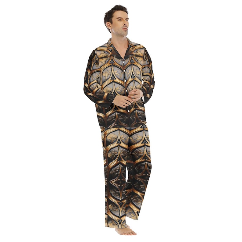 Medieval Baroque Satin Pajamas Button Down Sleepwear Gift Menswear ...