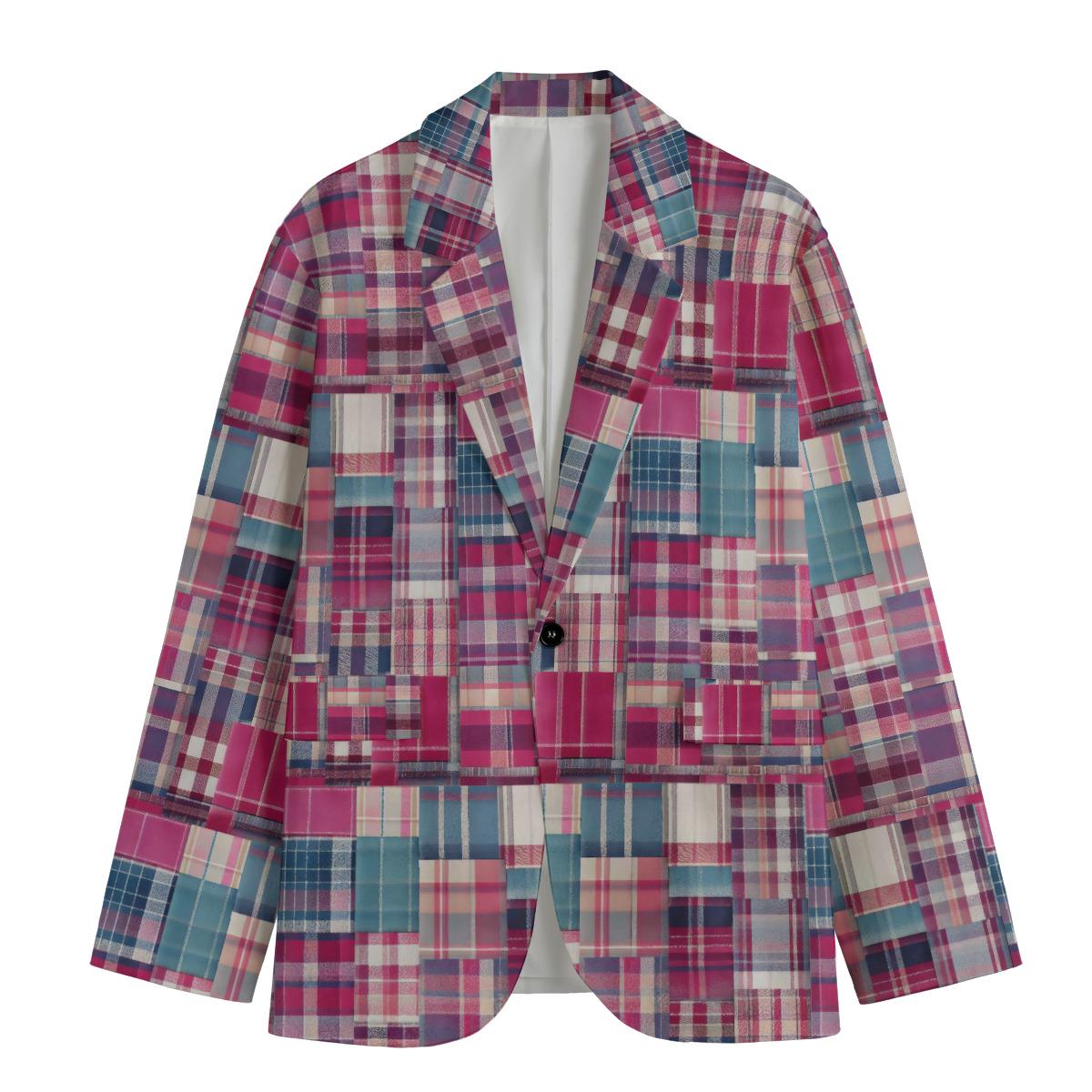 Pink patchwork blazer España
