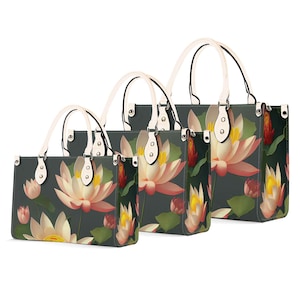 Bolso de mano de cuero de lujo Waterlily, cartera con asa superior, bolso de mano de grano superior, bolso de mano de cuero genuino, bolso de hombro de alta costura, nenúfares