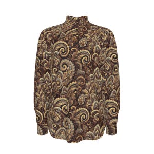Brown Men’s Paisley Shirt, Bohemian Floral Shirt, Long Sleeve Cotton Shirt, Big Men’s Sizes, Dress Shirt Gift for Him, Earth Tones Oxford.