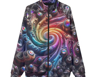 Psy Spiral Zip Up Jacket, Sweatshirt, Menswear, Streetwear, Activewear, Leisurewear, Gift, 3d High Def, Trippy Surrealism, Lava Neon Rave