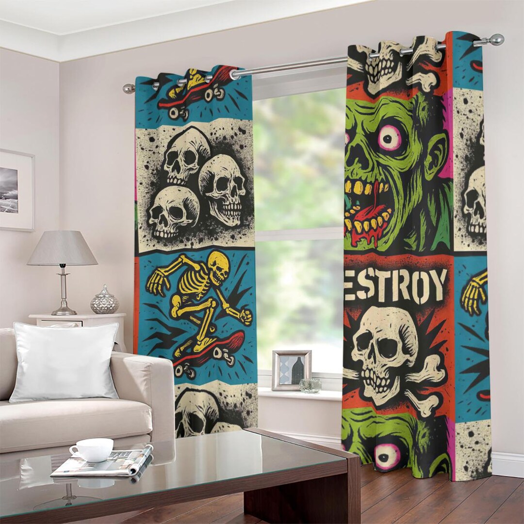 Pop Art Zombie Horror Grommet Blackout Curtains Room Darkening Drapes ...