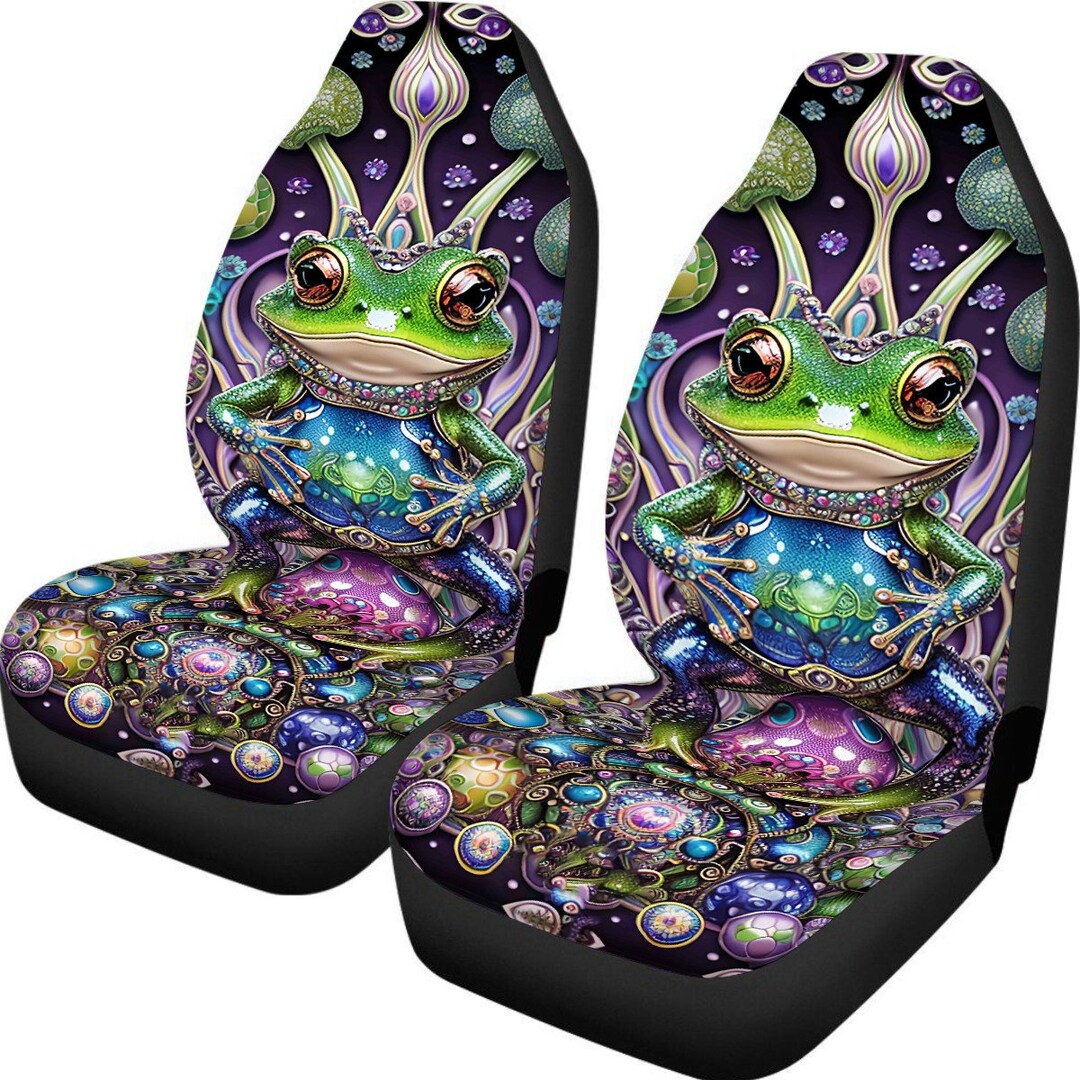 King Frog Car Seat Cover Slip Cushion Cushy Psychedelic Etsy