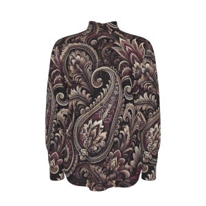Men’s Paisley Shirt, Bohemian Floral Shirt, Long Sleeve Cotton Shirt, Big Men’s Sizes, Dress Shirt Gift for Him, Casual Oxford.