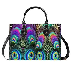 Torebka ze skóry naturalnej Peacock, portfel Peacock, skórzany portfel z piórami pawia, torba typu tote, torba na ramię Couture, pomysł na prezent na dzień matki