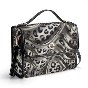 Cartera de piel auténtica con estampado de leopardo, bolso de mano de piel plateada, bolso de hombro de lujo, bolso de mensajero con estampado de guepardo, regalo de bolsillo con estampado de animal psicodélico