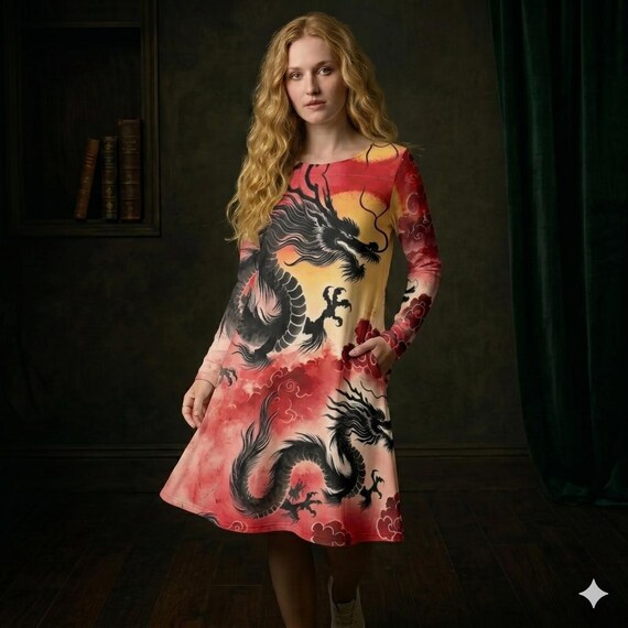 ombre dress casual Dragon Cotton Sumi-e Festival Dress, Soft Comfortable Tee Shirtdress Tie Dye Ombré Lounge Scoop Neck Swing Crafted from rib knit Collection: Y2K Emerald Green Velvet Maxi color:Light Mauve Pink