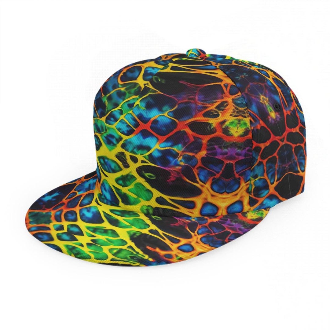 Psychedelic Trippy Hat, Tie Dye Cap, Purple Baseball Trucker Hip