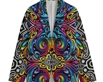Psychedelischer Blazer, Trippy Herren Sportmantel Baumwolle Anzugjacke Rave Fraktal DJ Streetwear Couture Dinner Boho Festival Skate Punk Art