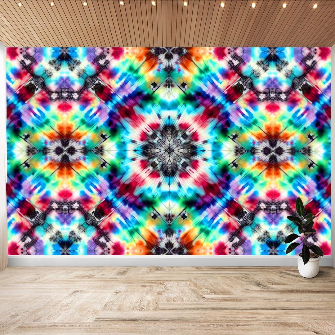 Purple Tie Dye Wallpaper Peel and Stick, Vinyl Wall Mural, DIY Home ...