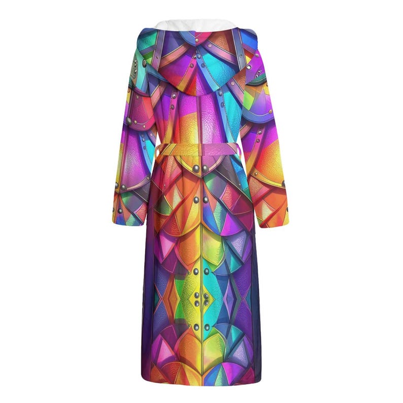 Colourful Robe Psychedelic Neon Long Bathrobe Medieval Hooded Cozy Colorful Lounge ...