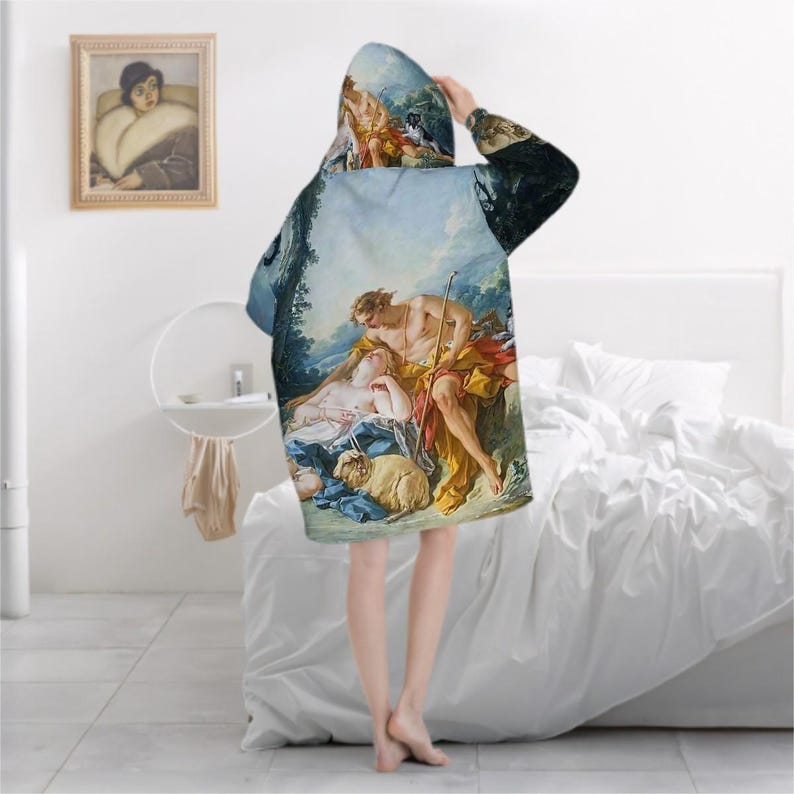 Boucher Mythology Daphnis Oversized Blanket Hoodie, Hooded Cozy Pullover Cuddly Loungewear Rococo Baroque, Gift for Daughter image 5