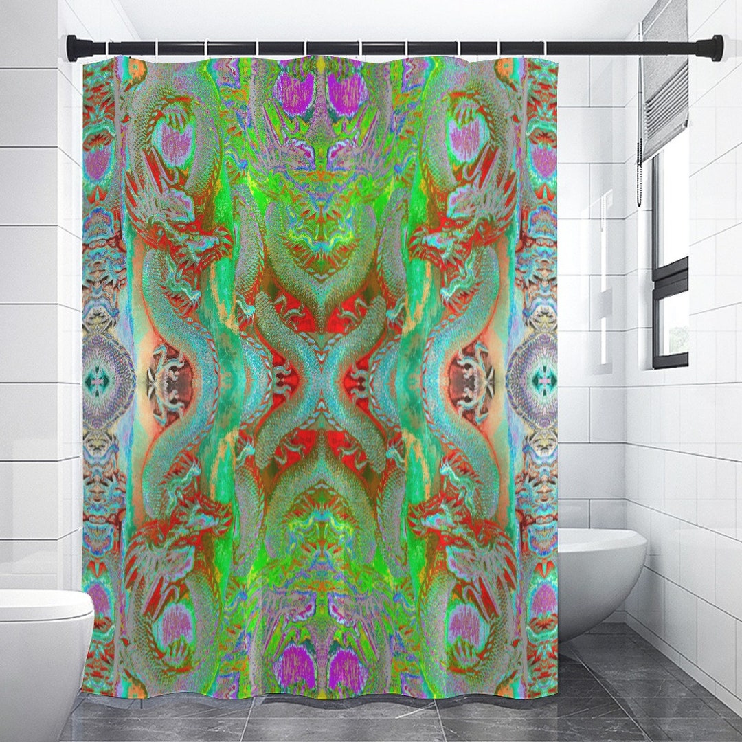 Chinese Dragon Shower Curtain Opaque Heavy Waterproof Thick Etsy