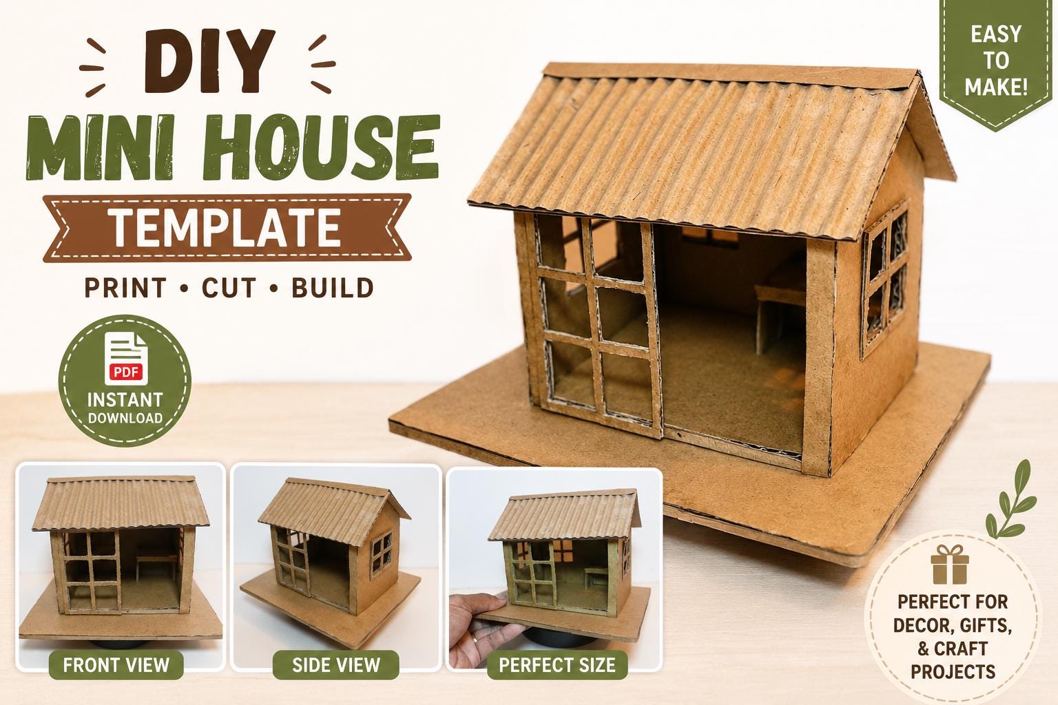 40 Adorable Cardboard Crafts For Kids 20 DIY Mini House Template Printable PDF Cardboard House Craft Instant…