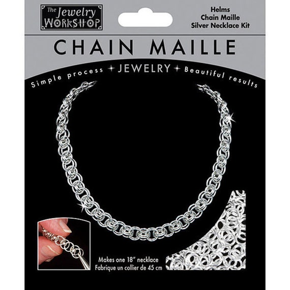 Items similar to Silver Necklace Jewelry Kit 18" Chain Maille Making