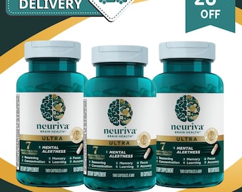 3X NEURIVA Ultra Brain Supplement Capsules | Memory & Focus Support | Mental Clarity