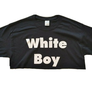 White Boy Crop Top Belly Shirt Gym Tee Half Shirt