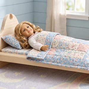 Handmade Solid Pine Doll Bed – Custom Wooden Toy for 18-Inch Dolls