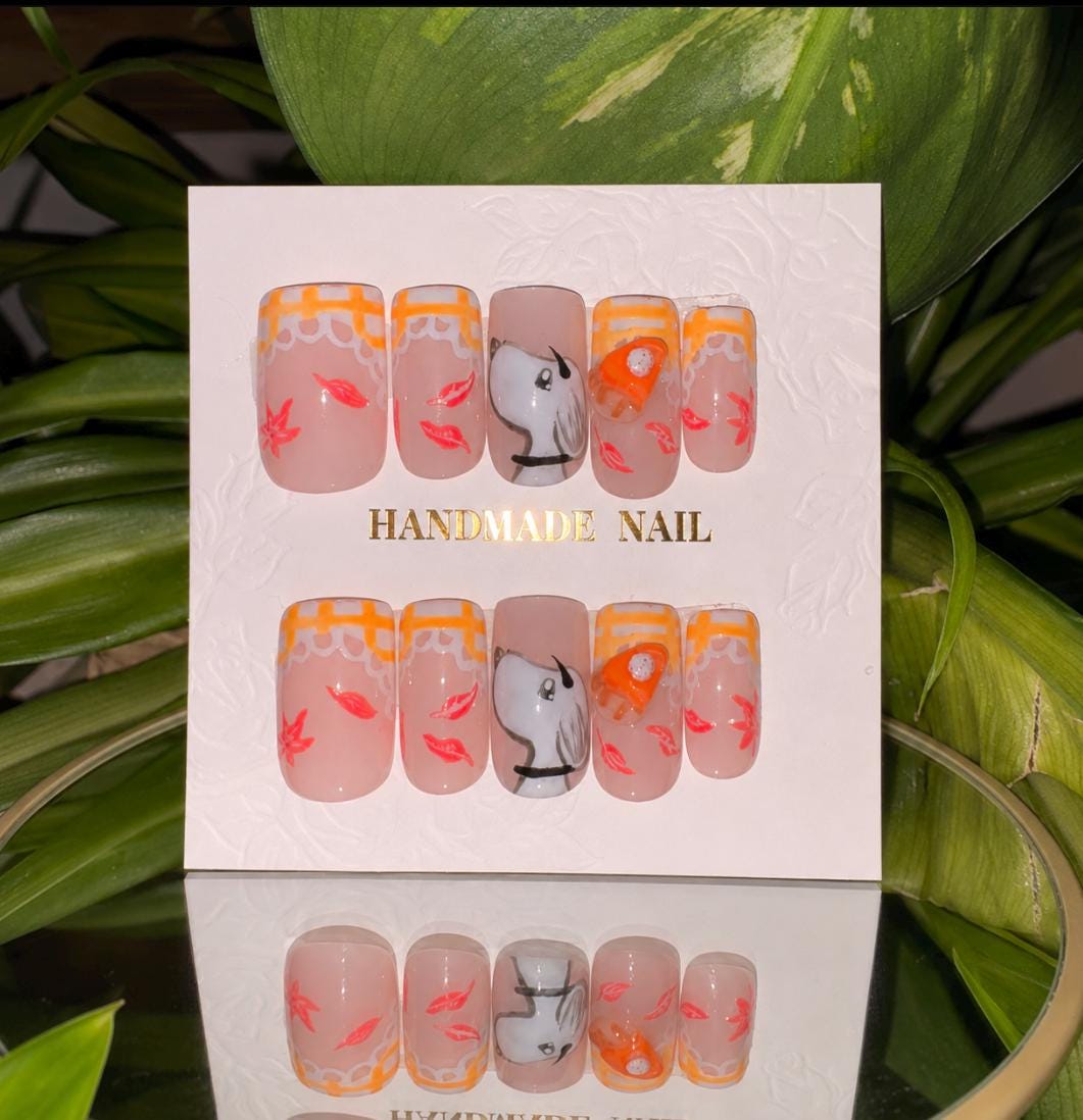 Pumpkin Patch Pup | Handmade Press On Nails