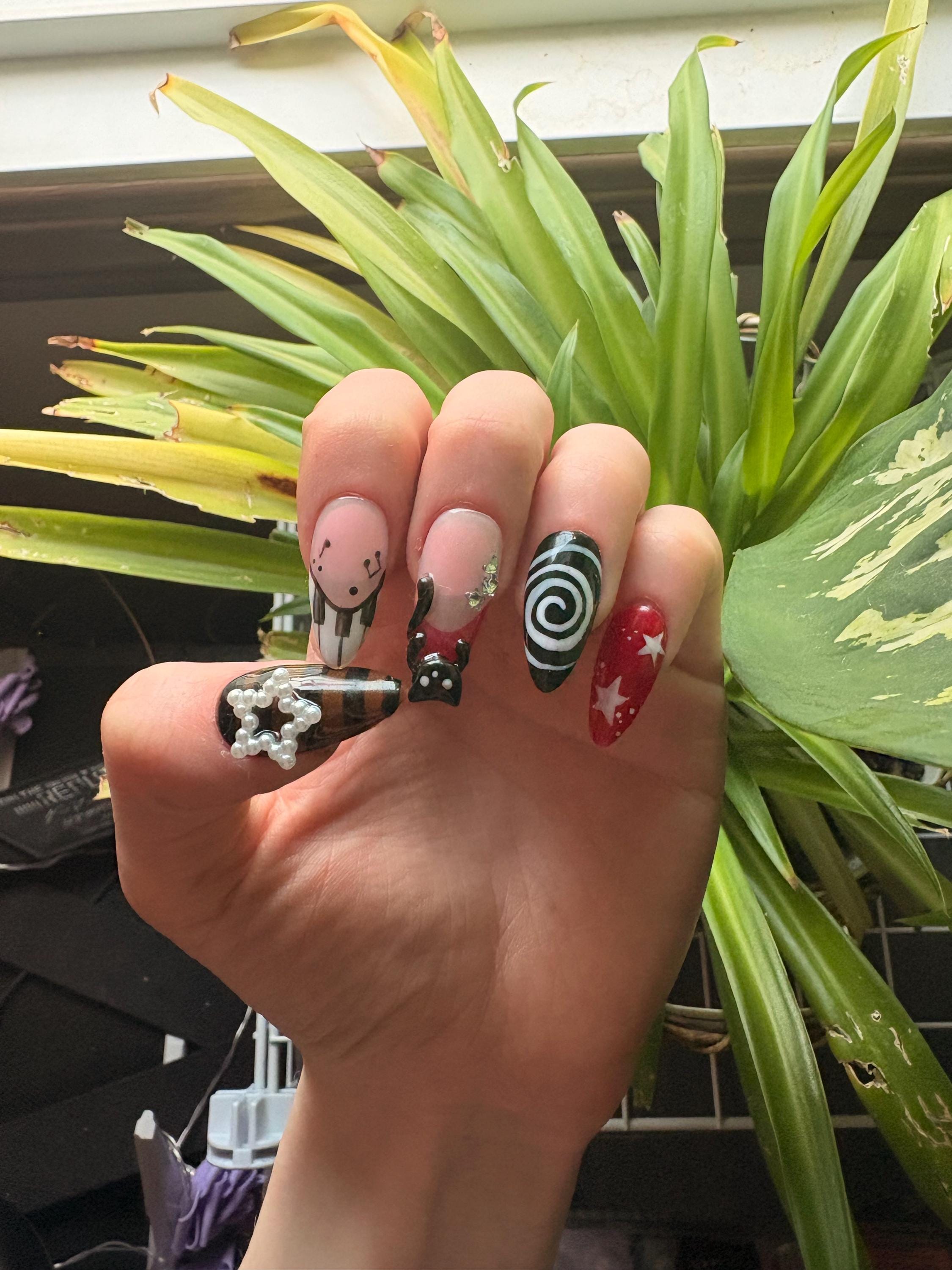 Midnight Mischief | Handmade Black Cat Press On Nails