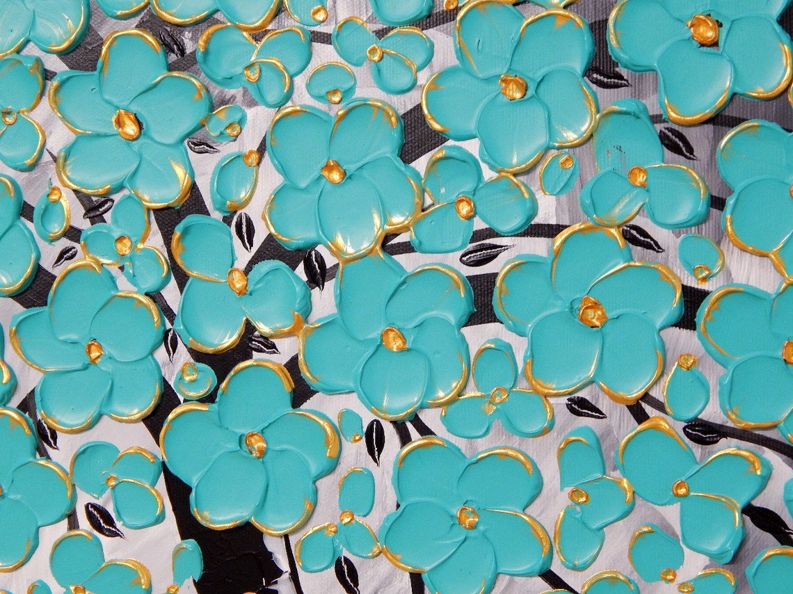 Painting Tree Flower Art Acrylic Painting on Canvas Wall Art Etsy