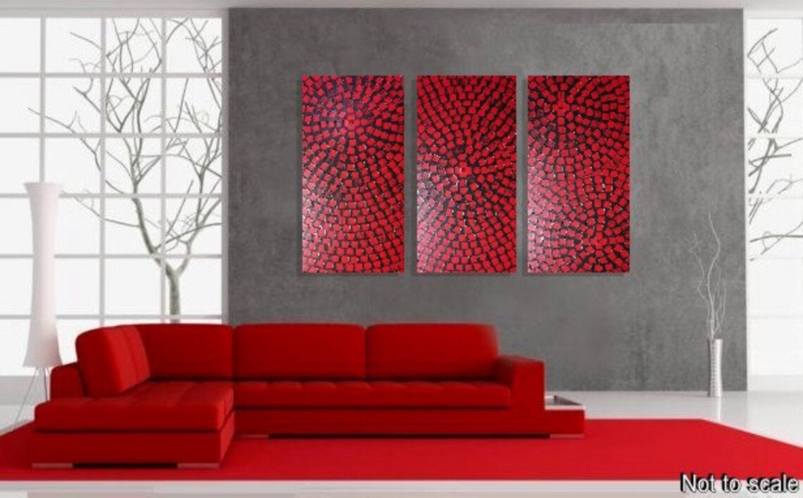 Black and Red Painting on Large Canvas Wall Art Deco Squares Etsy