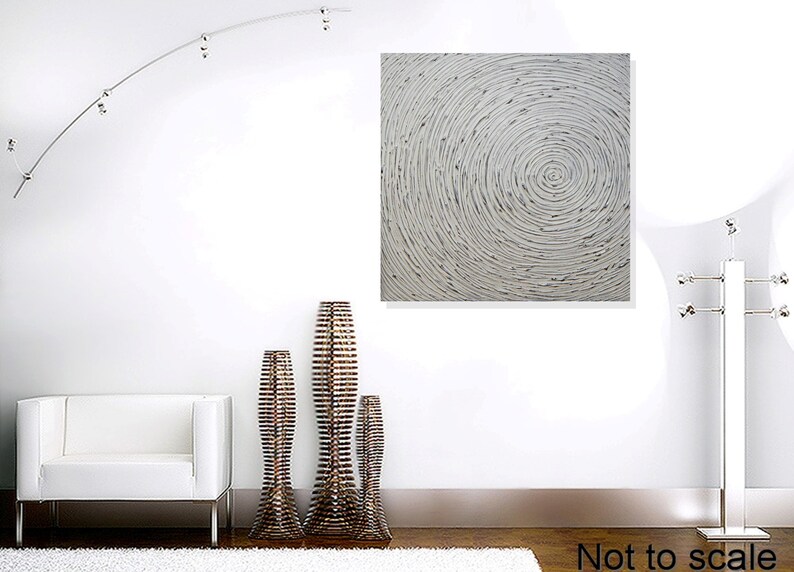 Home decor wall art, Textured acrylic painting on canvas, original handpainted art, painting white silver, 30 x 30 wall hangings by ilonka image 2