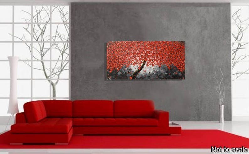 Painting Red Flower Art Acrylic Large Canvas Art Wall Art Red | Etsy