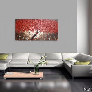 Cherry Tree Acrylic Painting on Canvas, Large Textured Wall Art, Abstract Blooming Tree Painting, Living Room Wall Decor, Painting by ilonka image 2