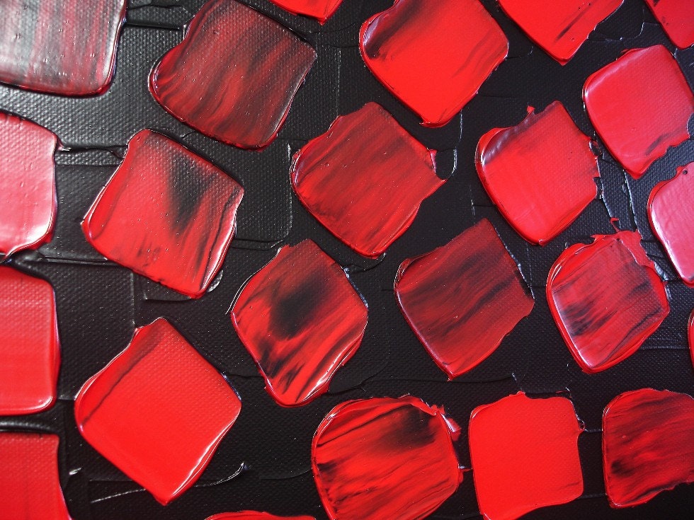 Black and Red Painting on Large Canvas Wall Art Deco Squares Etsy UK