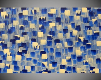 Acrylbilder auf Leinwand Bild Wohnzimmer Wanddeko Blau Weiß Bilder Abstrakt Groß Moderne Kunst Malerei Gemälde von 50 bis 230cm by ilonka