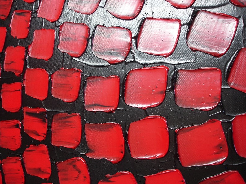 Black and Red Painting on Large Canvas Wall Art Deco Squares Etsy