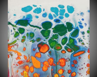 Abstraktes Acrylbild Minimalist Art Fluid Art Pour Painting Flüssige Bilder auf Leinwand Kunst Malerei Flüssigfarben 15 cm x 15 cm by ilonka