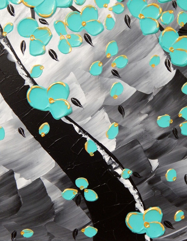 Painting Tree Flower Art Acrylic Painting on Canvas Wall Art Etsy