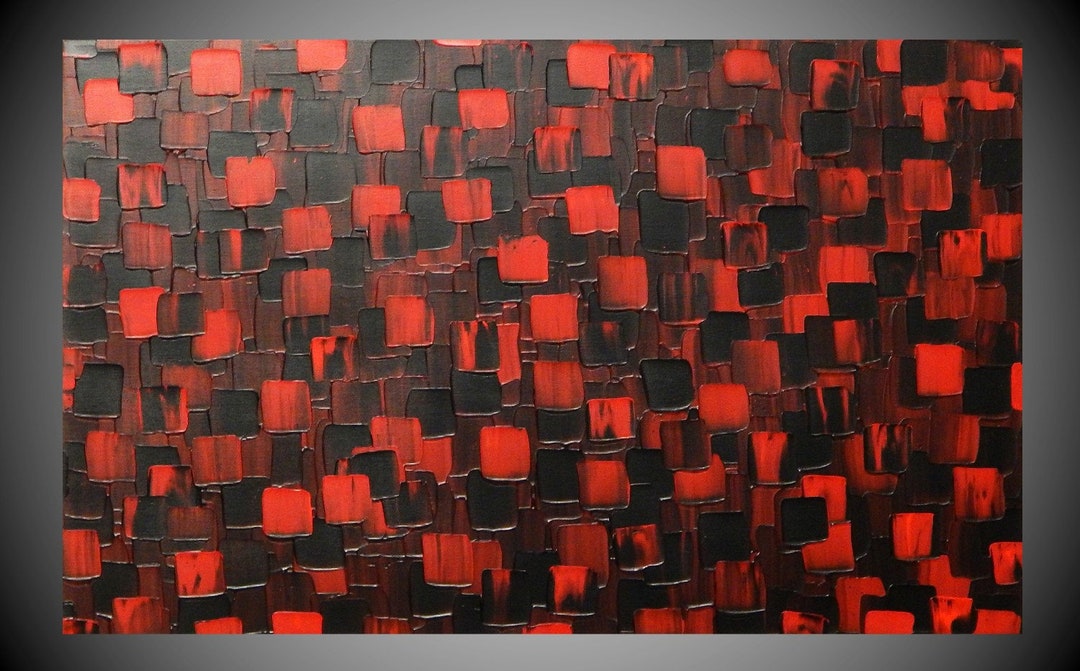 Paintings on Canvas Black and Red Acrylic Painting Abstract Painting ...