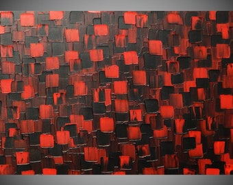 Paintings on canvas Black and Red Acrylic painting abstract painting Wall decor living room home decor wall art from 20" to 90" by ilonka