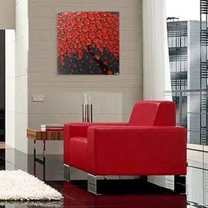 Peinture darbre Peinture de fleur rouge peinture abstraite peinture acrylique peintures dart mural peinture rouge art gris 24 90 MADE2ORDER par ilonka image 2
