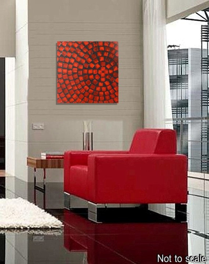 Red and Grey Painting on Canvas Wall Art Abstract Acrylic Etsy