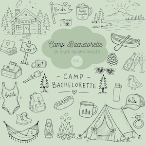 Handritad clipart för Bachelorette-läger | Bach Camp PNG (digital nedladdning)