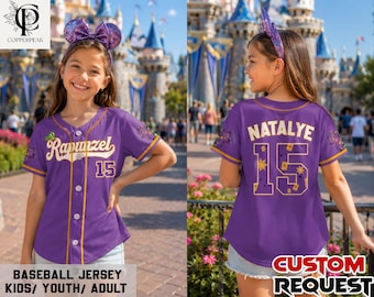 Disney Tangled Pascal Tangled Baseball Jersey, Walt Disney World Rapunzel Jersey, Disneyland Baseball Team Gift For Disney Fans