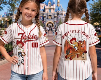 Camiseta de béisbol personalizada de Jessie, camiseta de béisbol personalizada de Jessie, atuendo a juego para el viaje a Disney, camiseta del equipo de béisbol de Disney