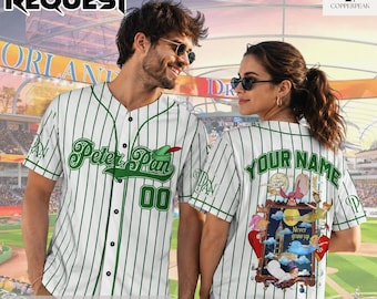 Personalized Peter Pan Collection Baseball Jersey, Custom Disney Peter Pan Jersey Shirt, Disney Baseball Team Outfit, Birthday Gift